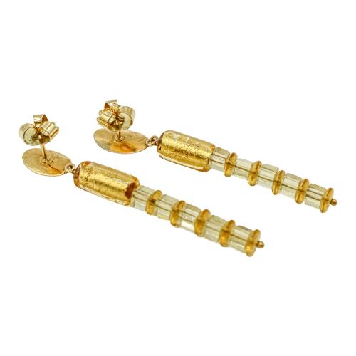PENDIENTES LARGOS CON CITRINOS Y CRISTAL DE MURANO