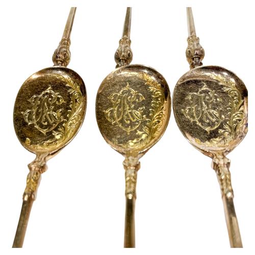 DIEZ CUCHARITAS PARA HELADO EN PLATA DE FINALES DEL S.XIX