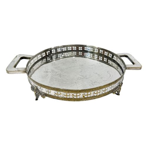 CONJUNTO DE COPAS Y BANDEJA EN METAL DE MEDIADOS S. XX
