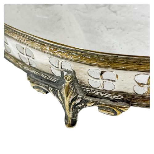 CONJUNTO DE COPAS Y BANDEJA EN METAL DE MEDIADOS S. XX