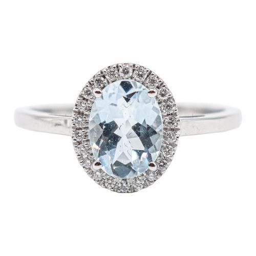 ANILLO ROSETÓN CON AGUAMARINA