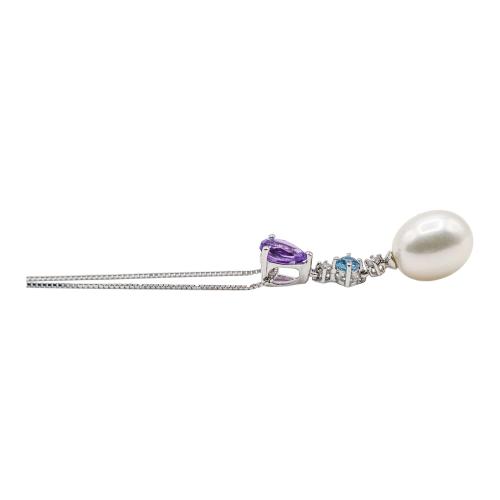 COLGANTE CON PERLA, AMATISTA Y AGUAMARINA