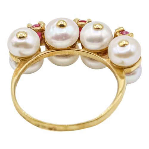 ANILLO CON PERLAS Y RUBÍES