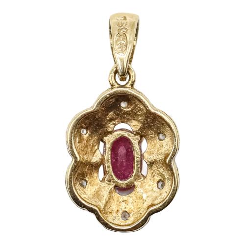 COLGANTE ROSETÓN CON RUBÍ Y BRILLANTES