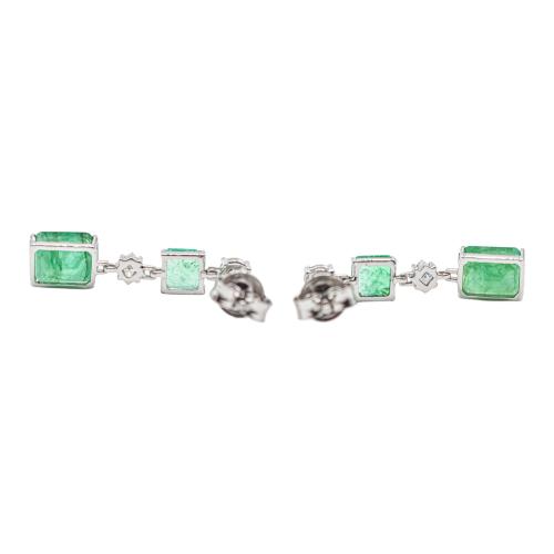 PENDIENTES CON ESMERALDAS Y DIAMANTES