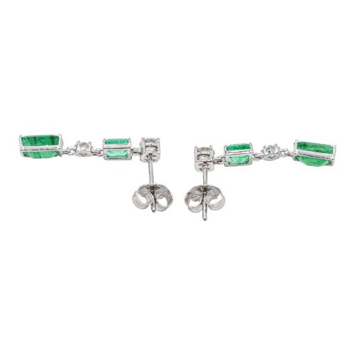 PENDIENTES CON ESMERALDAS Y DIAMANTES