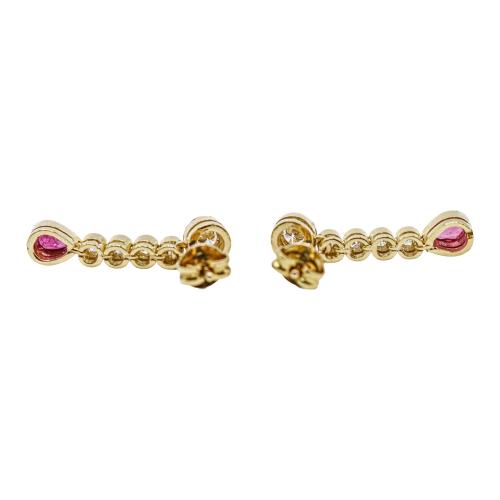 PENDIENTES LARGOS CON BRILLANTES Y RUBÍES