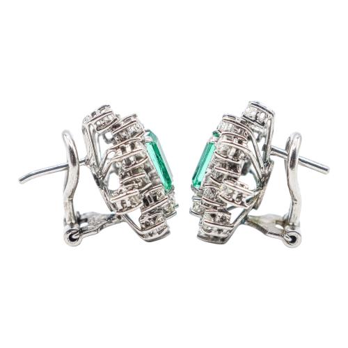 PENDIENTES ROSETONES CON ESMERALDAS Y BRILLANTES