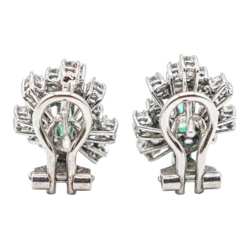 PENDIENTES ROSETONES CON ESMERALDAS Y BRILLANTES