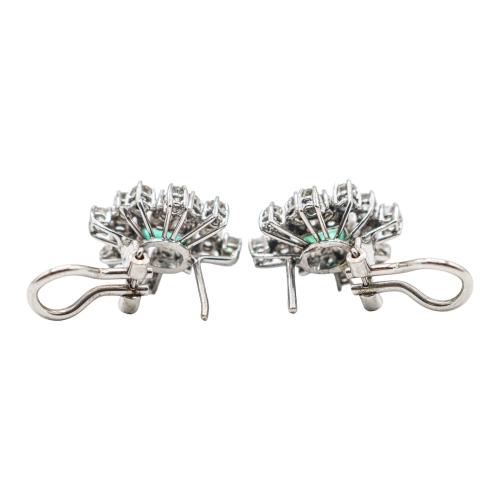 PENDIENTES ROSETONES CON ESMERALDAS Y BRILLANTES