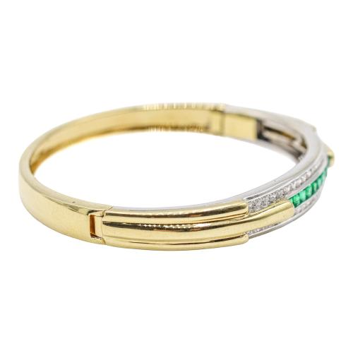 PULSERA ESCLAVA CON DIAMANTES Y ESMERALDAS