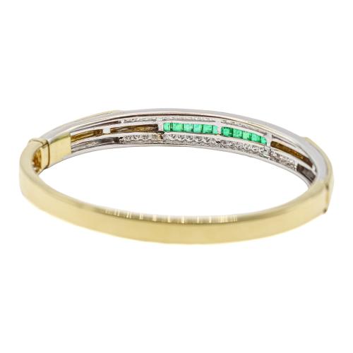PULSERA ESCLAVA CON DIAMANTES Y ESMERALDAS