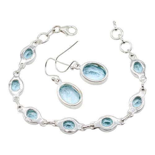 PULSERA Y PENDIENTES CON TOPACIOS AZULES
