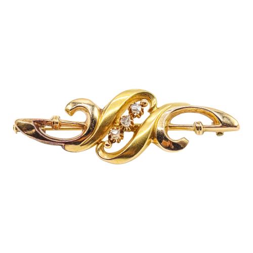 BROCHE CON DIAMANTES DE MEDIADOS S.XX