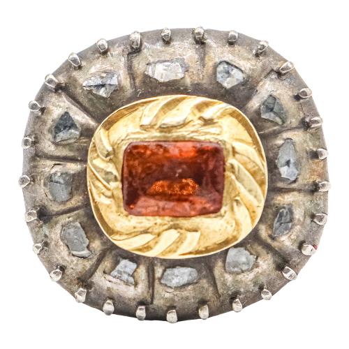 SORTIJA CON GRANATE HESSONITA DEL S.XIX