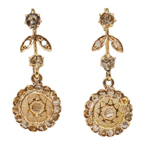 PENDIENTES CON DIAMANTES DE PPS. DEL S.XX