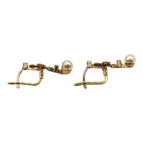 PENDIENTES CON PERLAS Y DIAMANTES DEL S.XIX