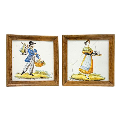 PAREJA DE BALDOSAS VALENCIANAS DEL SIGLO XIX