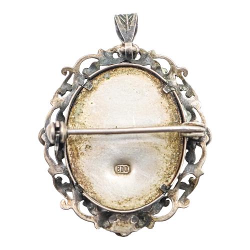 BROCHE COLGANTE CON MINIATURA, DE MEDIADOS S.XX