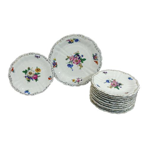 JUEGO DE POSTRE DE PORCELANA HISPANIA DE MEDIADOS S. XX