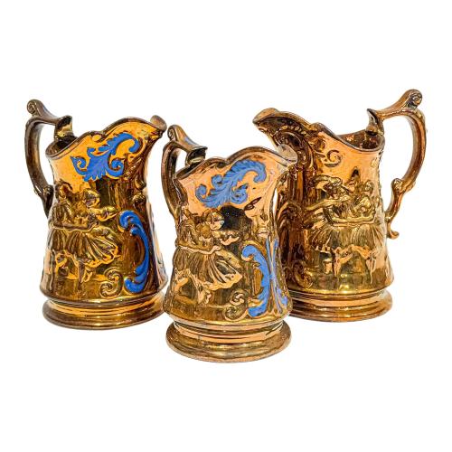TRES JARRAS EN CERÁMICA DE BRISTOL DE LA PRIMERA MITAD S.XX