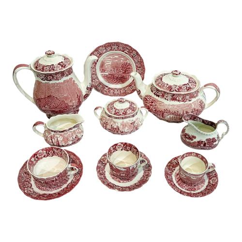 JUEGO DE TÉ Y CAFÉ DE LOZA INGLESA STAFFORDSHIRE AÑOS 60