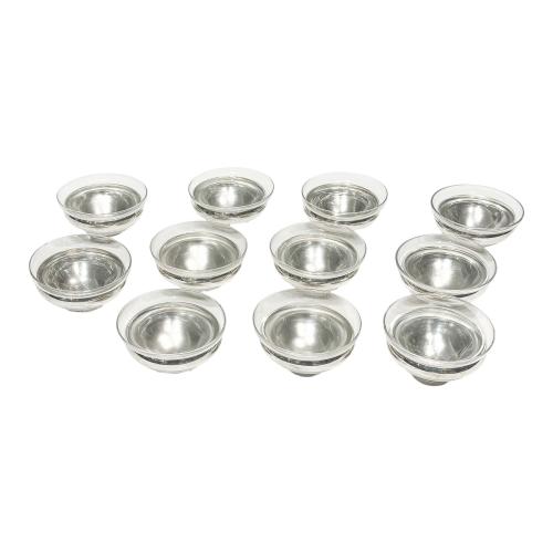 CONJUNTO DE BOLES EN PLATA Y CRISTAL 