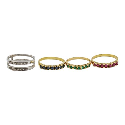 JUEGO DE ANILLOS INTECAMBIABLES CON PIEDRAS DE COLOR