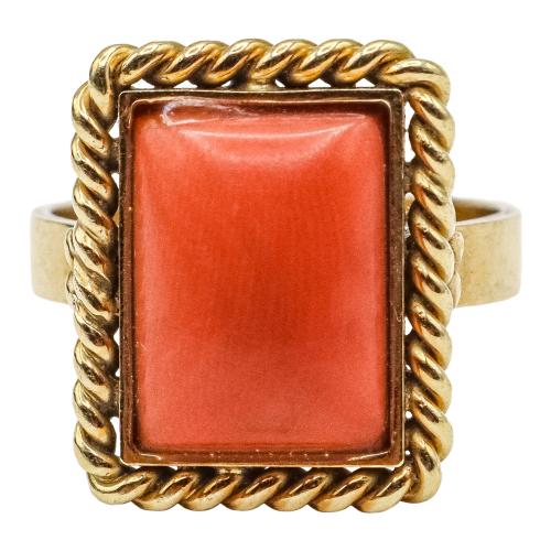 SORTIJA CON CORAL DE SERRAHIMA, AÑOS 60-70