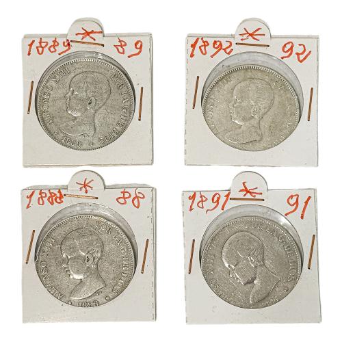 COLECCIÓN DE 4 MONEDAS DE PLATA DE ALFONSO XIII