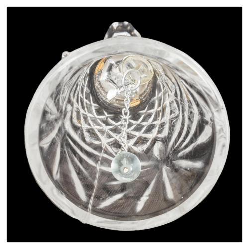 CAMPANA EN CRISTAL CON ARO EN PLATA DEL ÚLITMO TERCIO S.XX