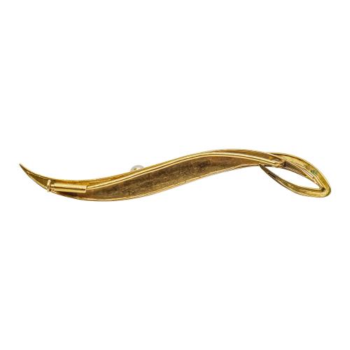 BROCHE HOJA CON PERLA, AÑOS 60-70