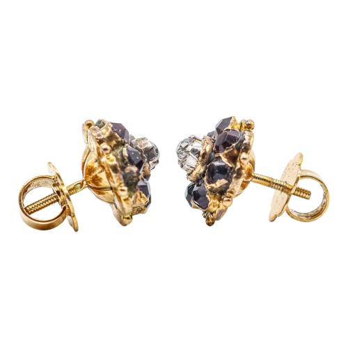 PENDIENTES ROSETONES CON AMATISTAS, DE PPS. DEL S.XX