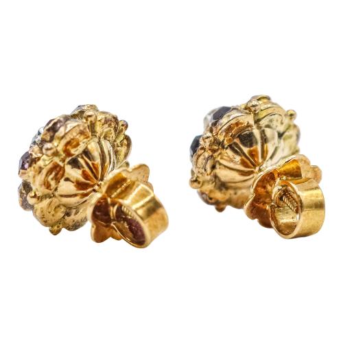 PENDIENTES ROSETONES CON AMATISTAS, DE PPS. DEL S.XX