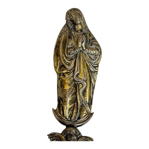PEQUEÑA CRUZ COLGANTE E IMAGEN DE VIRGEN INMACULADA PPS.XX 