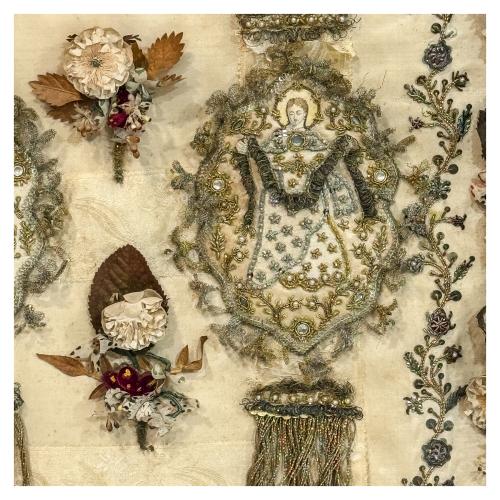 BORDADO RELIGIOSO CIRCA 1846 ENMARCADO