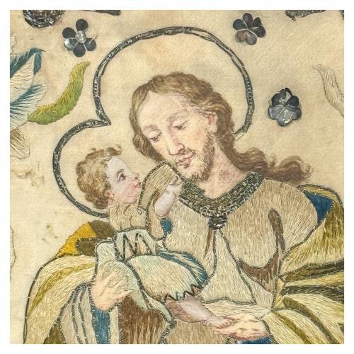 BORDADO RELIGIOSO ENMARCADO DEL S.XIX