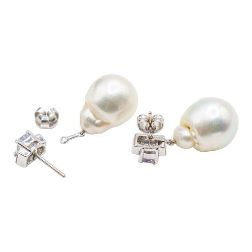 PENDIENTES CON PERLAS AUSTRALIANAS Y DIAMANTES
