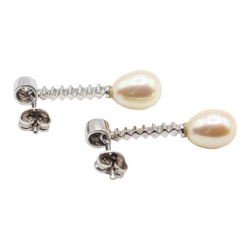 PENDIENTES LARGOS CON BRILLANTES Y PERLAS