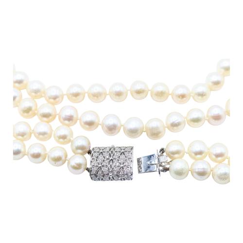 COLLAR DOBLE DE PERLAS CON DIAMANTES