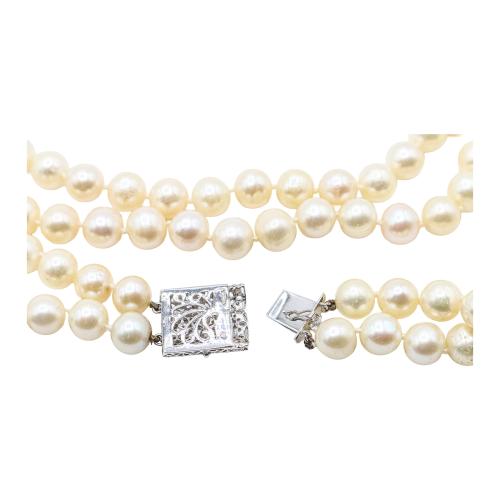 COLLAR DOBLE DE PERLAS CON DIAMANTES