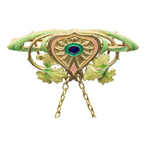 BROCHE FRANCÉS ART NOUVEAU CON ESMALTES, PPS. DEL S.XX