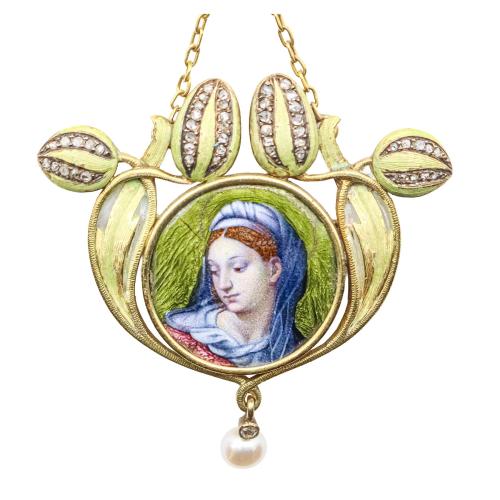 BROCHE FRANCÉS ART NOUVEAU CON ESMALTES, PPS. DEL S.XX