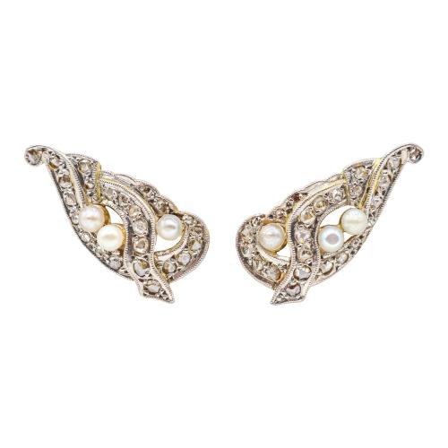 PENDIENTES CON DIAMANTES Y PERLAS, DE LOS AÑOS 30