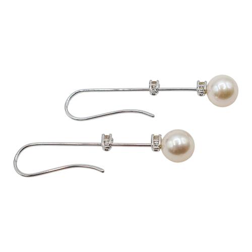 PENDIENTES LARGOS CON PERLAS Y BRILLANTES