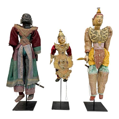 TRES MARIONETAS TAILANDESAS DE MEDIADOS DE S. XX