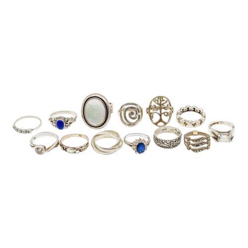 COLECCIÓN DE 13 ANILLOS DE PLATA