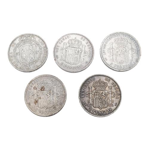 CINCO DUROS DE NIQUEL Y PLATA