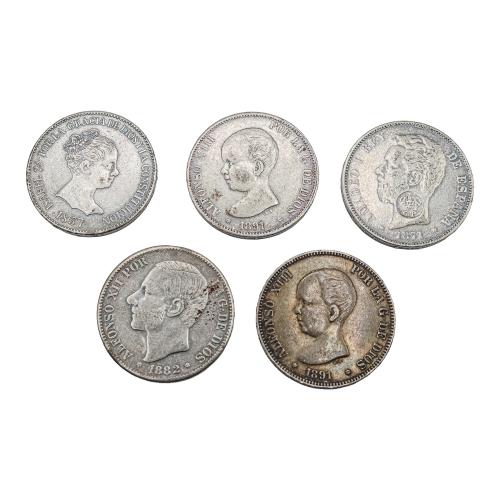 CINCO DUROS DE NIQUEL Y PLATA