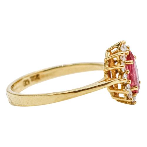 ANILLO ROSETÓN CON RUBÍ Y BRILLANTES